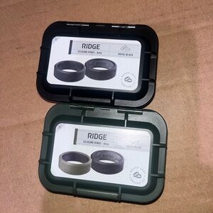 Ridge Silicone Rings Set - Black & Olive